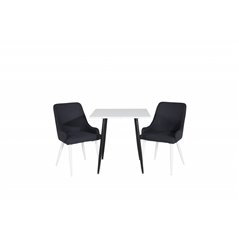 Polar dining table 75*75cm - White / black legs, Plaza Dining Chair - White Legs - Black Fabric_2