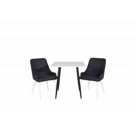 Polar dining table 75*75cm - White / black legs, Plaza Dining Chair - White Legs - Black Fabric_2