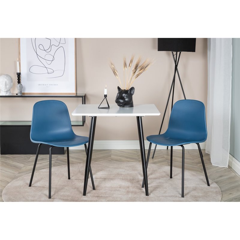 Polar dining table 75*75cm - White / black legs, Arctic Dining Chair - Black Legs - Blue Plastic_2