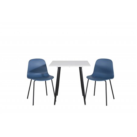 Polar dining table 75*75cm - White / black legs, Arctic Dining Chair - Black Legs - Blue Plastic_2