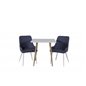 Polar dining table 75*75cm - White /oak-look legs, Plaza Dining Chair - White Legs - Blue Fabric_2