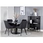 Estelle Round Dining Table ø106 H75 - Black / Black, Plaza Dining Chair - Black Legs - Black Fabric_4