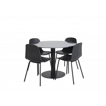 Estelle Rundt Spisebord ø106 H75 - Sort / Sort, Arctic Dining Chair - Sorte Ben - Sort Pla stic_4