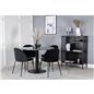 Estelle Round Dining Table ø106 H75 - Black / Black, Wrinkles Dining Chair - Black Legs - Black Velvet_4