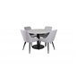 Estelle Round Dining Table ø106 H75 - White / Black, Plaza Dining chair - Black legs - Light Grey Fabric_4