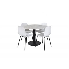 Estelle Rundt Spisebord ø106 H75 - Hvid / Sort, Arctic Dining Chair - Sorte Ben - Hvid Pla stic_4