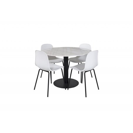 Estelle Rundt Spisebord ø106 H75 - Hvid / Sort, Arctic Dining Chair - Sorte Ben - Hvid Pla stic_4