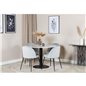 Estelle Round Dining Table ø106 H75 - White / Black, Wrinkles Dining Chair - Black Legs - Grey Velvet_4