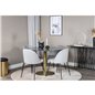 Estelle Round Dining Table ø106 H75 - Black / Brass, Wrinkles Dining Chair - Black Legs - Grey Velvet_4