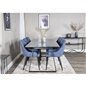 Estelle Dining Table 200*90*H76 - Black / Black, Plaza Dining Chair - Black Legs - Blue Fabric_6