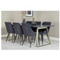 Estelle Dining Table 200*90*H76 - Grey / Brass, Plaza Dining Chair - Black Legs - Black Fabric_6