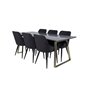 Estelle Dining Table 200*90*H76 - Grey / Brass, Plaza Dining Chair - Black Legs - Black Fabric_6