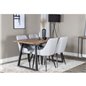 Inca Dining Table - 160/200*85*H75 - Oak / Black, Plaza Dining chair - Black legs - Light  Grey Fabric_4