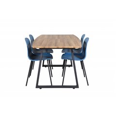 Inca Spisebord - 160/200 * 85 * H75 - Eg / Sort, Arctic Dining Chair - Sorte Ben - Blue Pla stic_4