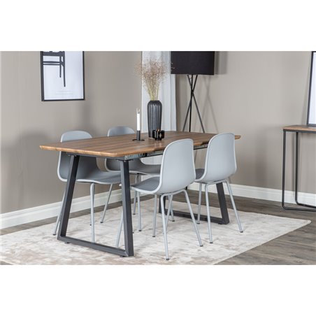 Inca Dining Table - 160/200*85*H75 - Oak / Black, Arctic Dining Chair - Grey Legs - Grey Plastic_4