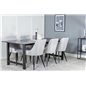 Count Dining Table - 220*100*H75 - Black / Black, Plaza Dining chair - Black legs - Light Grey Fabric_6 Count Dining Table - 220*100*H75 - Black / Black, Plaza Dining chair - Black legs - Light Grey Fabric_6
