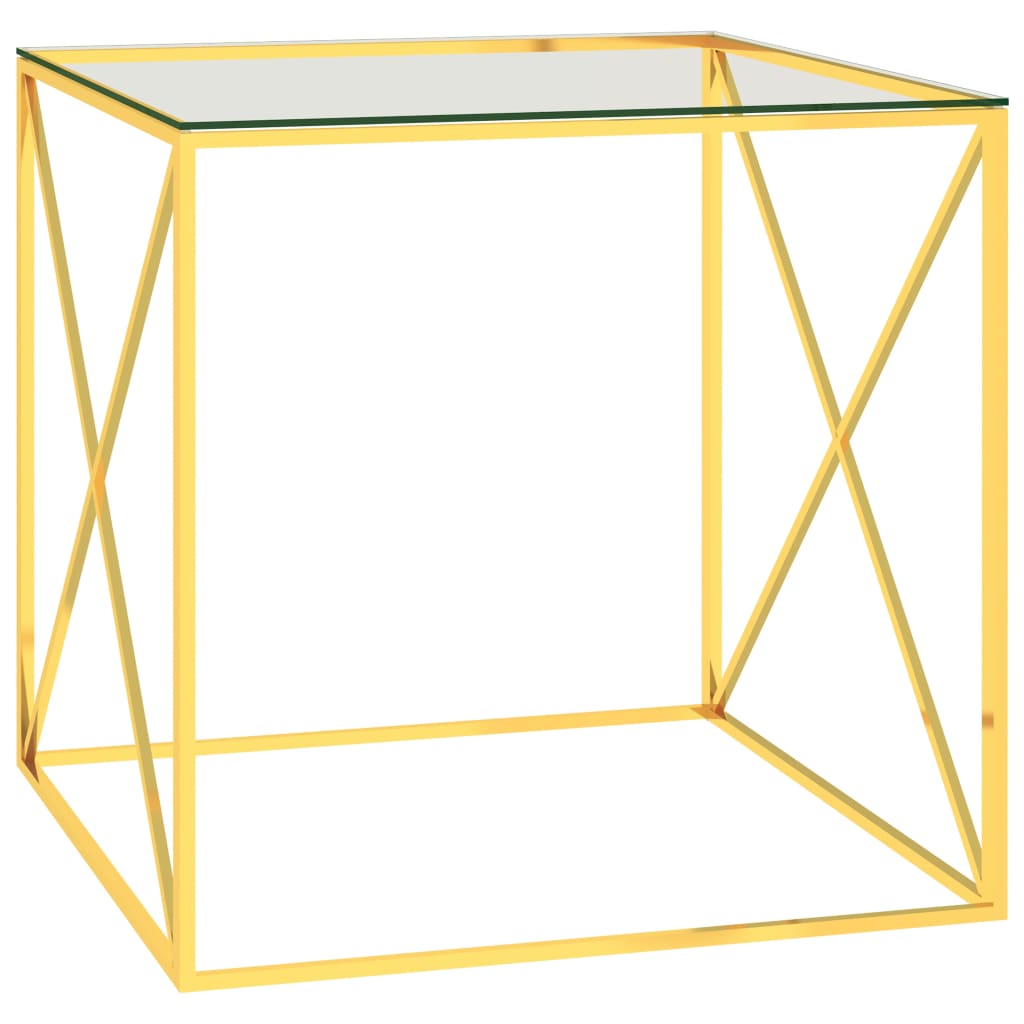  Soffbord guld 55x55x55 cm rostfritt stål och glas