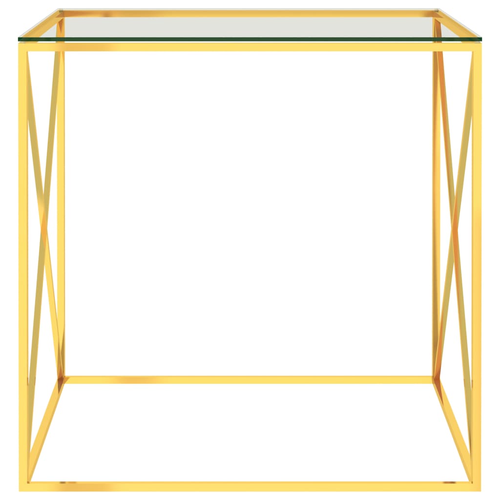  Soffbord guld 55x55x55 cm rostfritt stål och glas