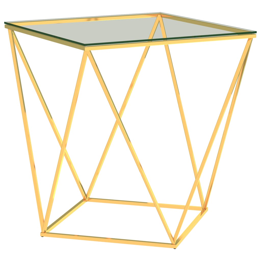  Soffbord guld och transparent 50x50x55 cm rostfritt stål