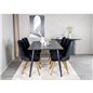 Dipp Dining Table - 180*90cm - Black Veneer / all black legs , Velvet Deluxe Dining Chair - Black / Brass_6