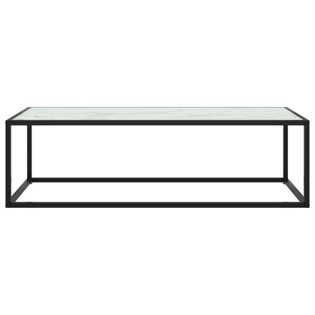  Soffbord svart med vit marmor glas 120x50x35 cm