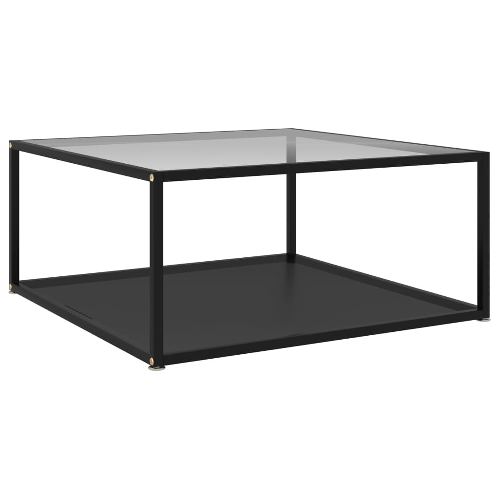  Soffbord genomskinligt och svart 80x80x35 cm härdat glas