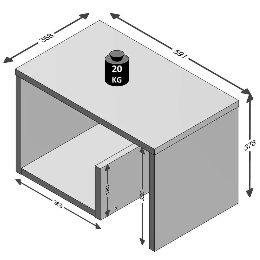 FMD Soffbord 2-i-1 59,1x35,8x37,8 cm vit