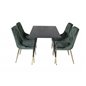 Dipp Dining Table - 120 cm - Black Veneer - Black Legs w, Brass dipp, Velvet Deluxe Dining Chair - Green / Brass_4