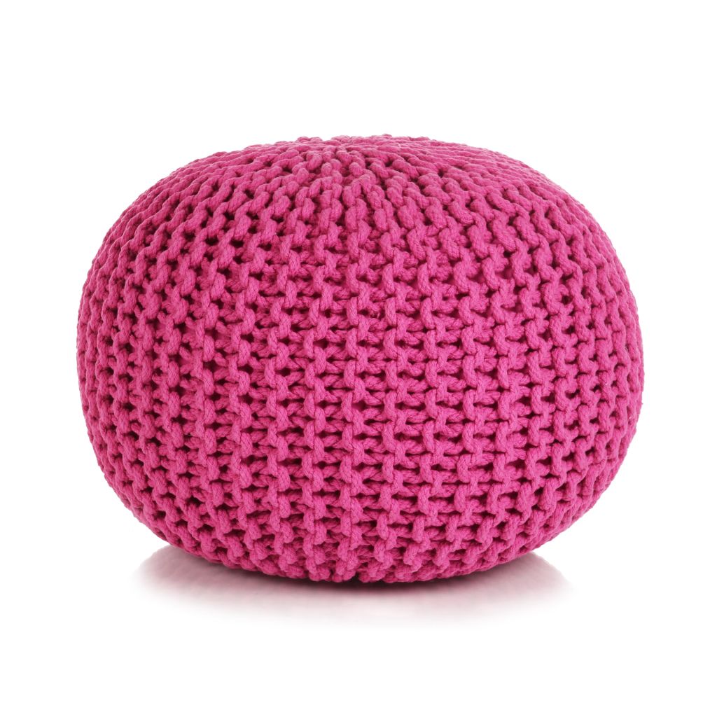  Handstickad puff bomull 50x35 cm rosa