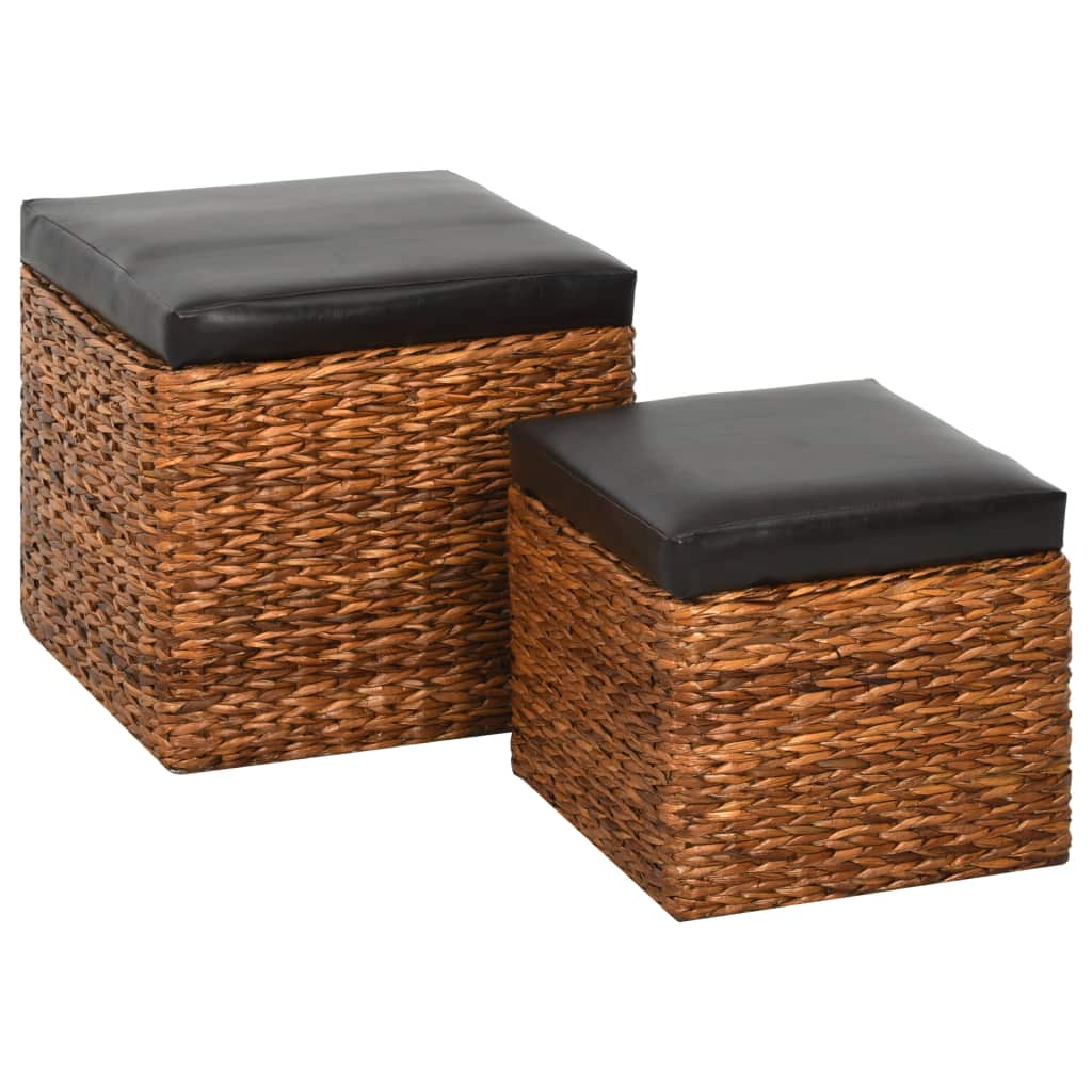  Ottoman set 2 delar sjögräs brun