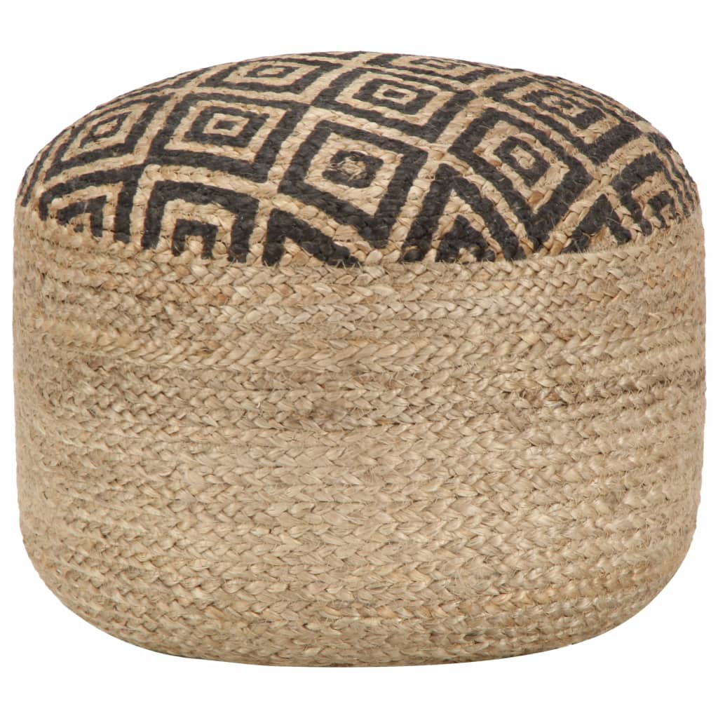  Handgjord sittpuff svart 45x30 cm jute