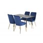 Dyppe spisebord - 120 cm - Sort Finer - Sorte ben m, Messing dyppe, Velvet Deluxe spisestuestol - Blue / Messing_4