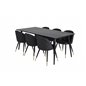 Dipp Dining Table - 180*90cm - Black Veneer / all black legs , Velvet Dining Chair w, Stiches - PU - Black / Black_6