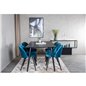 Dipp Dining Table - 180*90cm - Black Veneer / all black legs , Velvet Dining Chair - Blue / Black_6