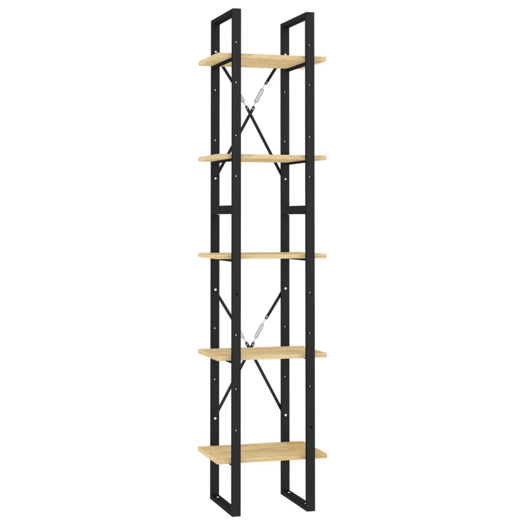  Bokhylla 5 hyllplan grå 40x30x175 cm furu