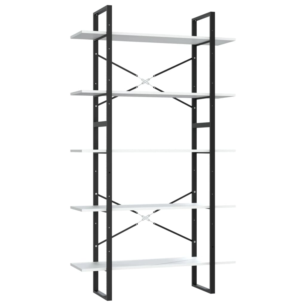  Bokhylla 5 hyllplan vit 100x30x175 cm spånskiva