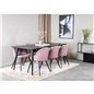 Dipp Dining Table - 180*90cm - Black Veneer / all black legs , Velvet Dining Chair - Pink / Black_6