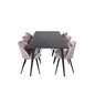 Dipp Dining Table - 180*90cm - Black Veneer / all black legs , Velvet Dining Chair - Pink / Black_6