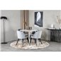 Plaza Round Table 100 cm - White top / White Legs, Velvet Dining Chair - Light Grey / Black_4