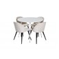 Plaza Round Table 100 cm - White top / White Legs, Velvet Dining Chair - Beige / Black_4