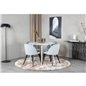 Plaza Round Table 100 cm - White top / White Legs, Velvet Dining Chair Corduroy - Light Grey / Black_4