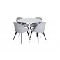 Plaza Round Table 100 cm - White top / White Legs, Velvet Dining Chair Corduroy - Light Grey / Black_4