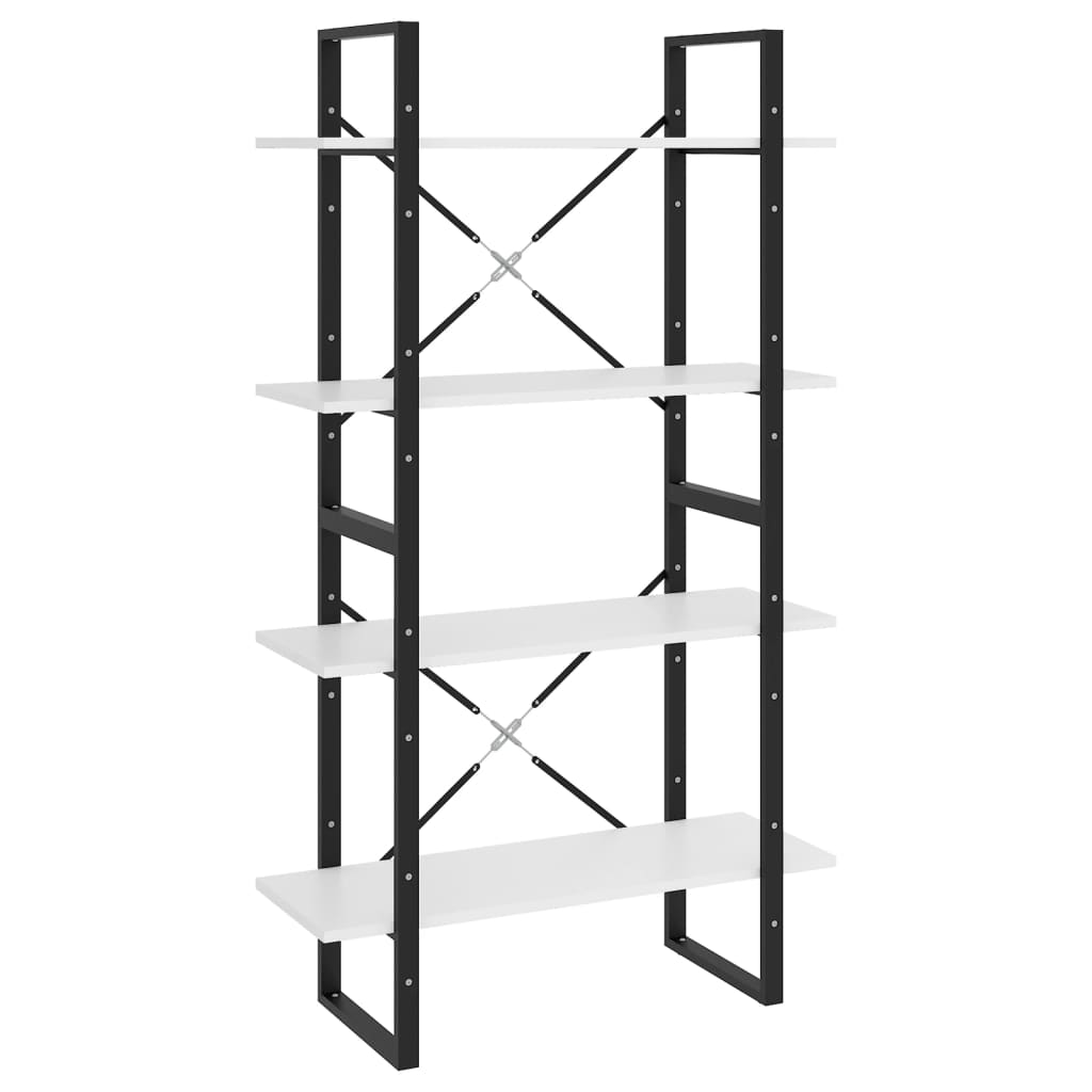  Bokhylla 4 hyllplan vit 80x30x140 cm spånskiva