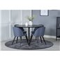 Dipp Spisebord - 115cm - Sort Finer / Alle sorte ben, Velvet Dining Chiar - Sorte ben - Blue Stof_4