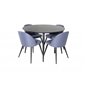 Dipp Spisebord - 115cm - Sort Finer / Alle sorte ben, Velvet Dining Chiar - Sorte ben - Blue Stof_4