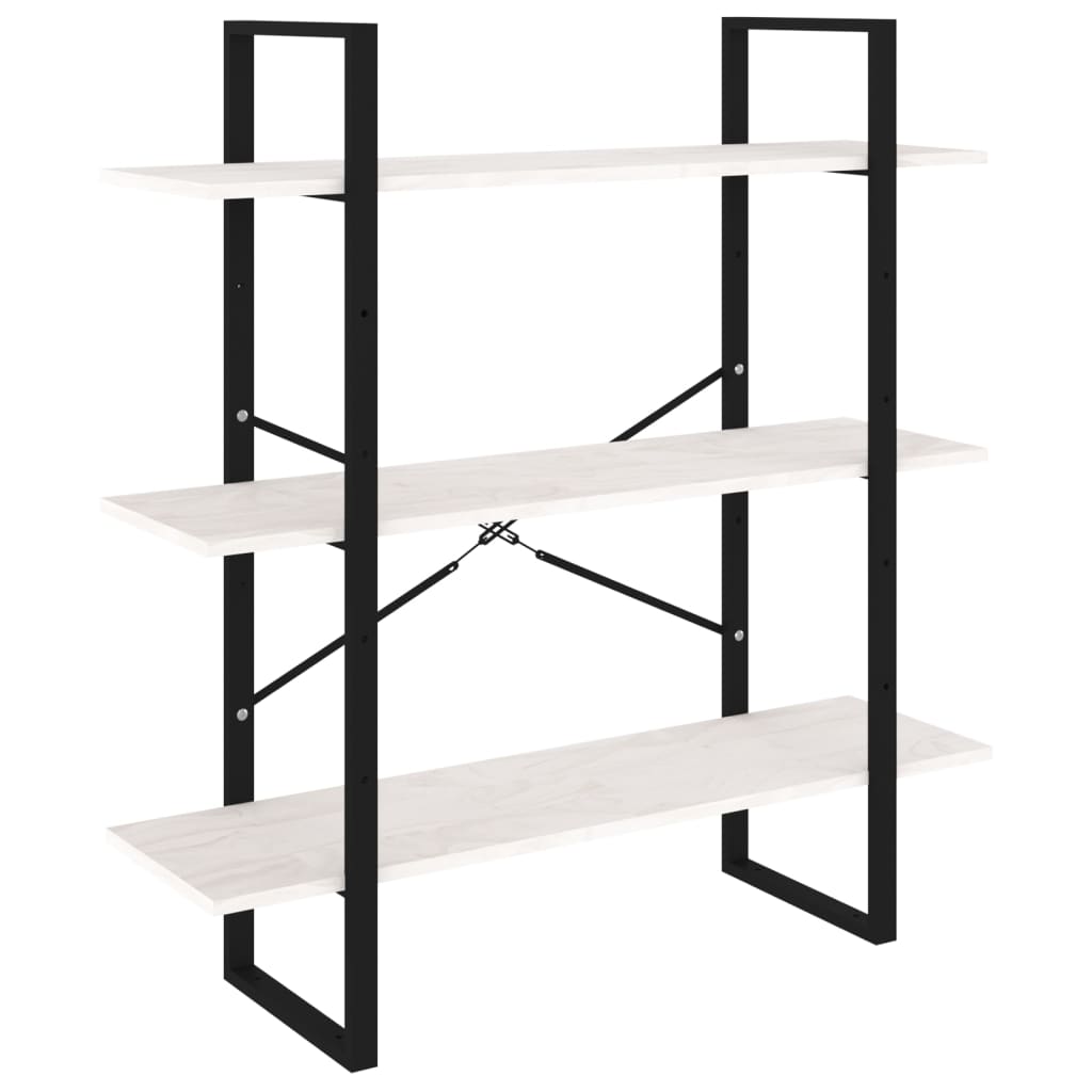  Bokhylla 3 hyllplan vit 100x30x105 cm massiv furu