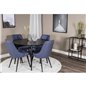 Dipp Dining Table - 115cm - Black Veneer / All black legs , Velvet Deluxe Dining Chair - Black Legs - Blue Fabric_4