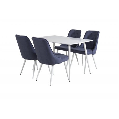 Polar Dining table 120 cm - White White, Velvet Deluxe Dining Chair - White Legs - Blue Fabric_4