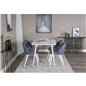 Polar Dining table 120 cm - White White, Velvet Dining Chiar - White legs - Blue Fabric_4