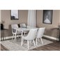 Polar Dining table 120 cm - White White, Velvet Deluxe Dining Chair - White Legs - Light Grey Fabric_4